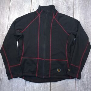 Kerrits Fleece Jacket Women XL Black Red Contrast Stitch Equestrian Full Zip